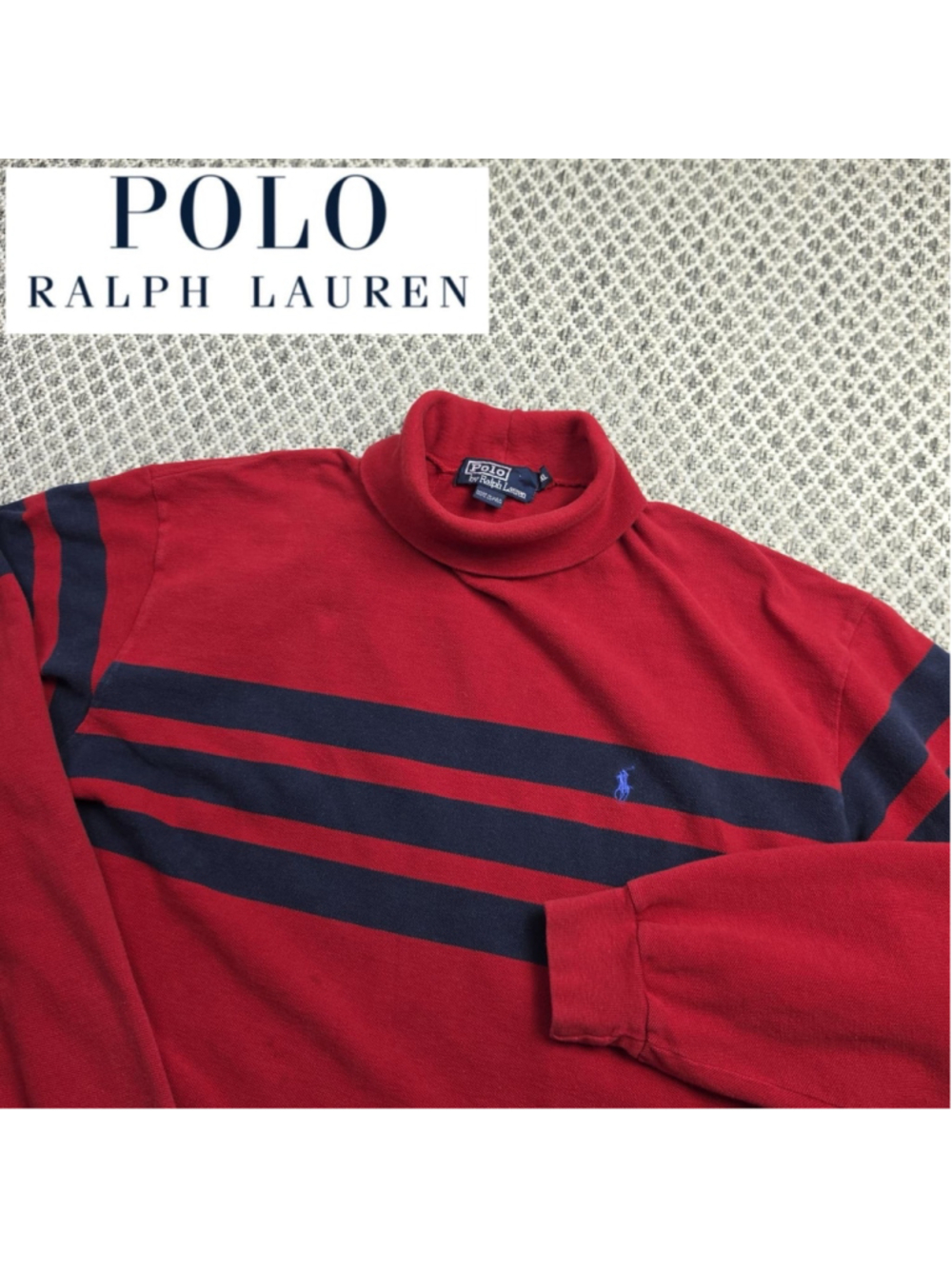 Vintage Polo Ralph Lauren USA Turtleneck Shirt Men’s XL Red Striped Cotton Logo